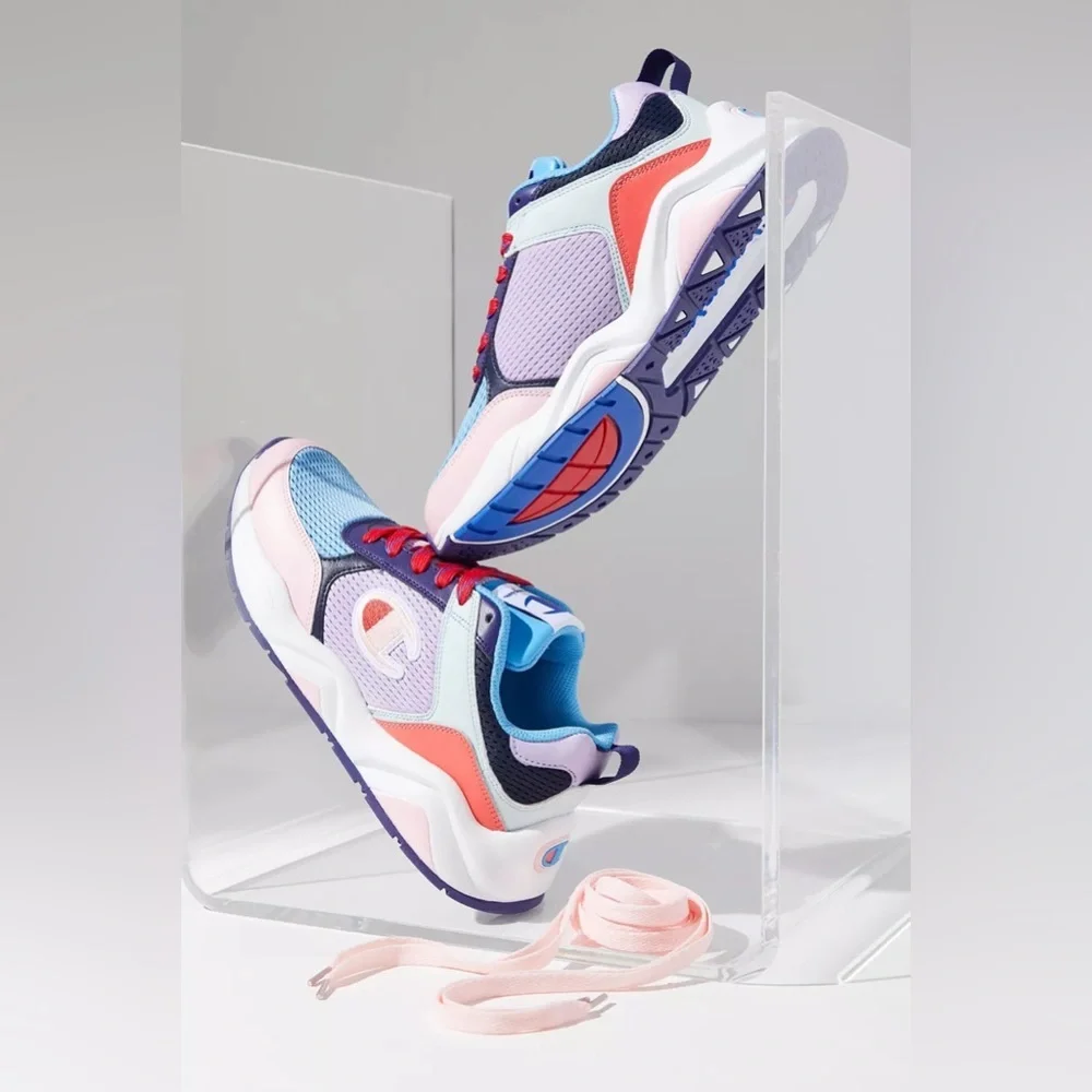 Champion Women's 93 Eighteen SP Block sneakers in the Violet Multi colorway 10